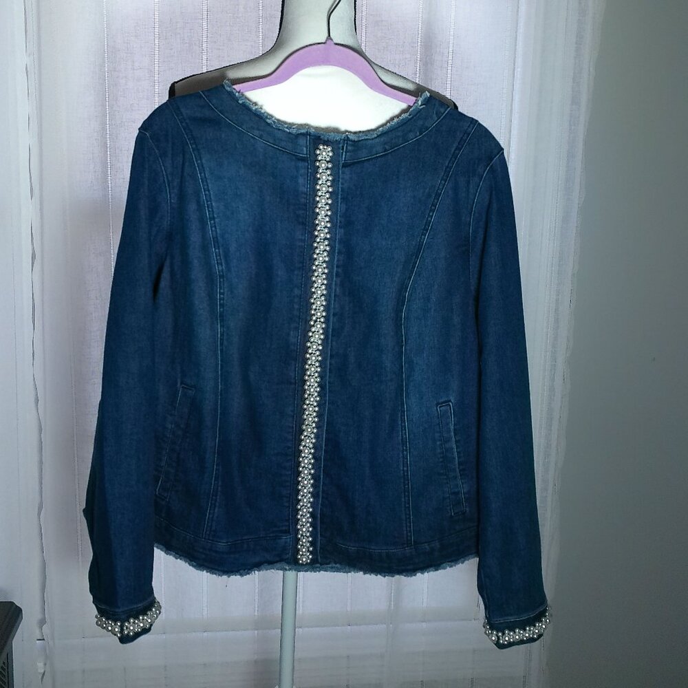 LOGO by LORI GOLDSTEIN Denim Jacket Snap Front Limitd Edition Dark Wash NWOT 18W